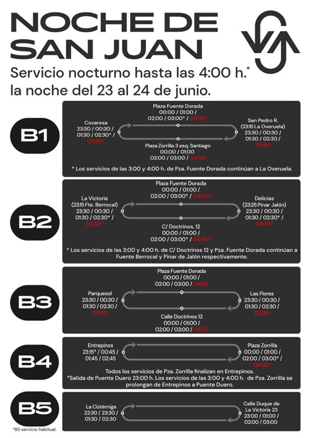 AUVASA bus noche de San Juan 2025